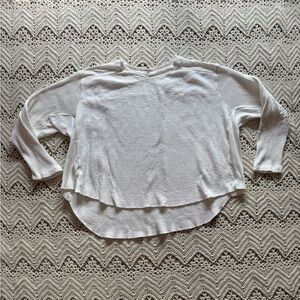 NWOT Free People We The Free Oversized Waffle Knit Thermal High-Low Top - White